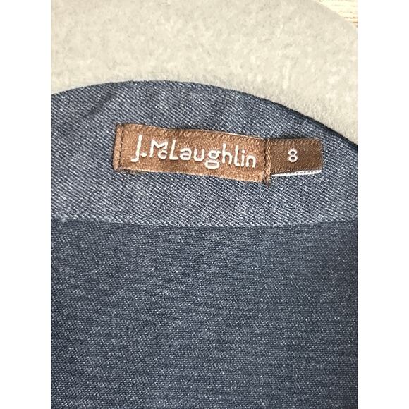 J. McLaughlin size 4 blue sleeveless collar 3/4 button down shift dress pocket - Picture 3 of 5